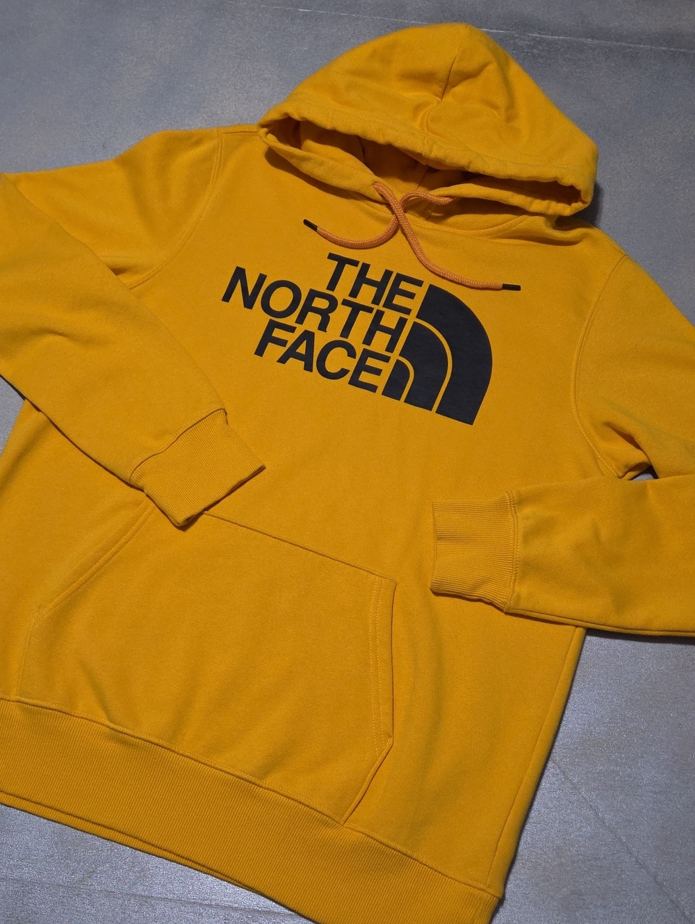The North Face Men's Yellow Pullover Hoodie with Black Logo